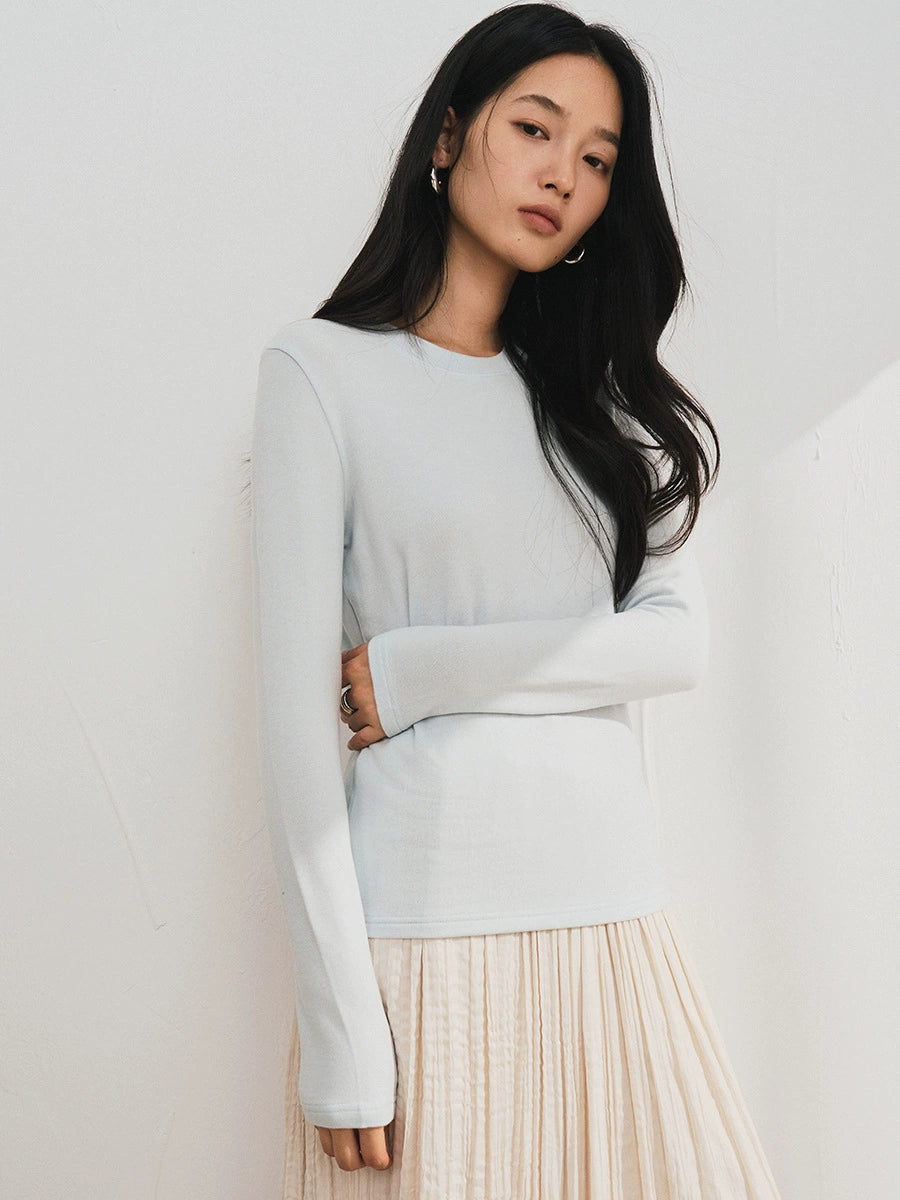 Damen Basic Langarm T-shirt, Rundhals