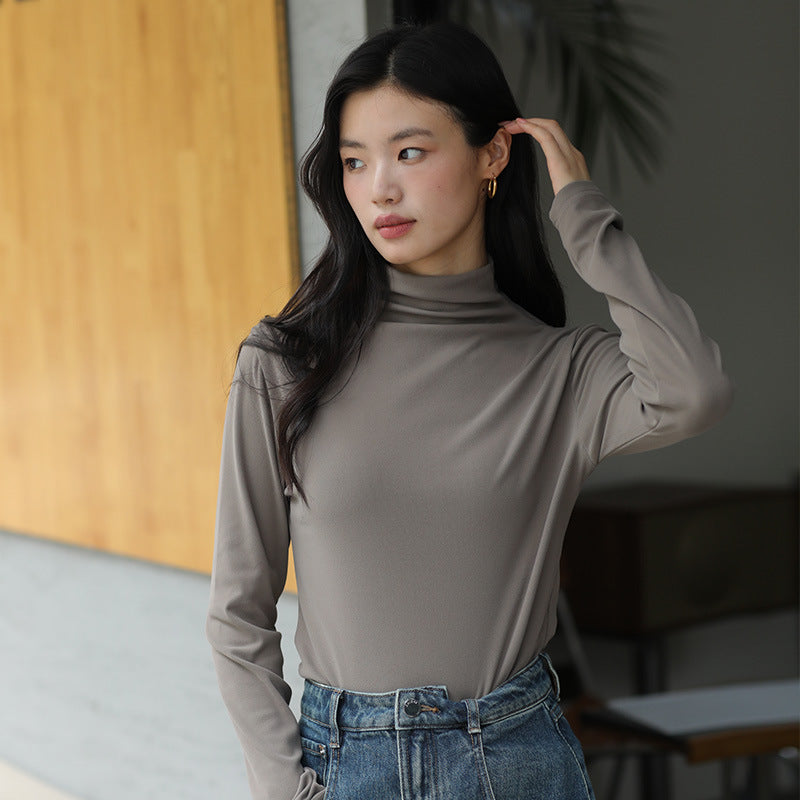 Damen halbhoher Kragen lässiger Strickpullover