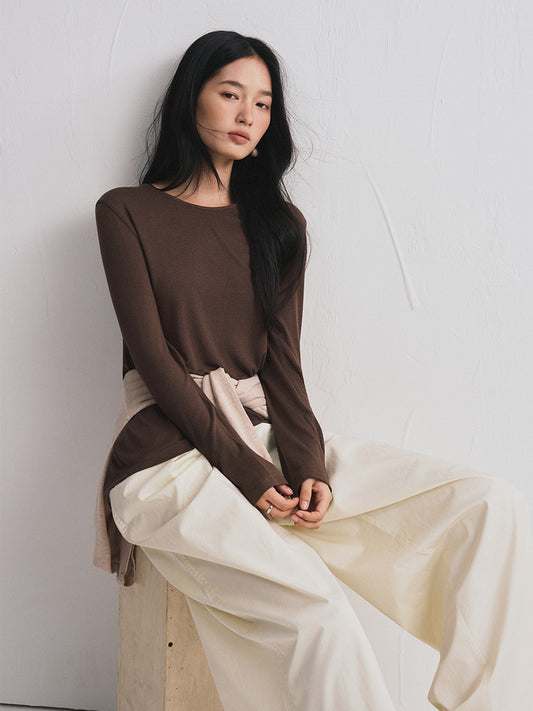 Damen-Strickshirt für Herbst und Winter mit klassischem Rundhalsausschnitt