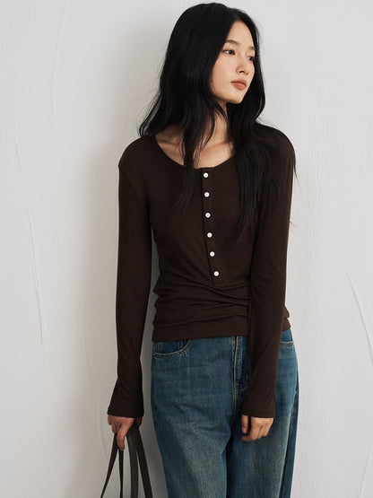 Damen Langarmshirt – Rundhals, Slim Fit, aus TENCEL™