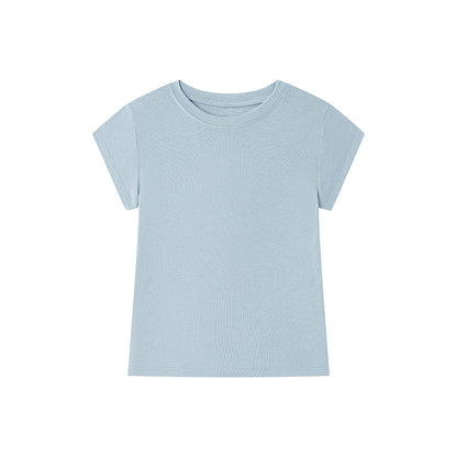 Damen T-Shirt aus Tencel-Wolle – Kurzarm, Rundhals, Slim Fit,