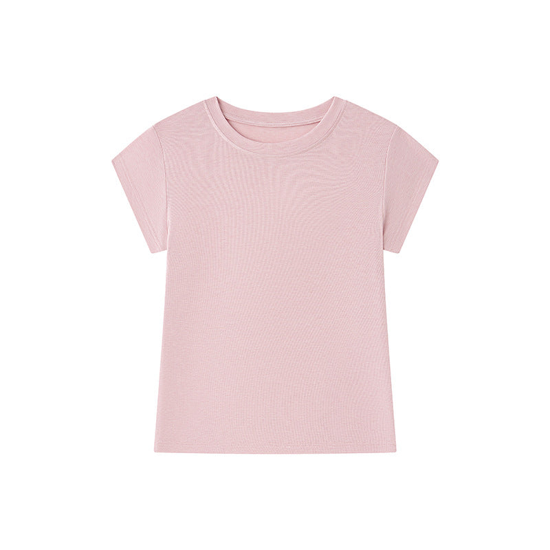 Damen T-Shirt aus Tencel-Wolle – Kurzarm, Rundhals, Slim Fit,