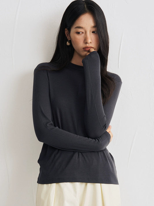 Damen Langarmshirt- soft, hoher Kragen
