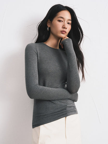 Damen Strickshirt aus Tencel-Modal-Cashmere – Slim Fit, einfarbig, hautfreundlich