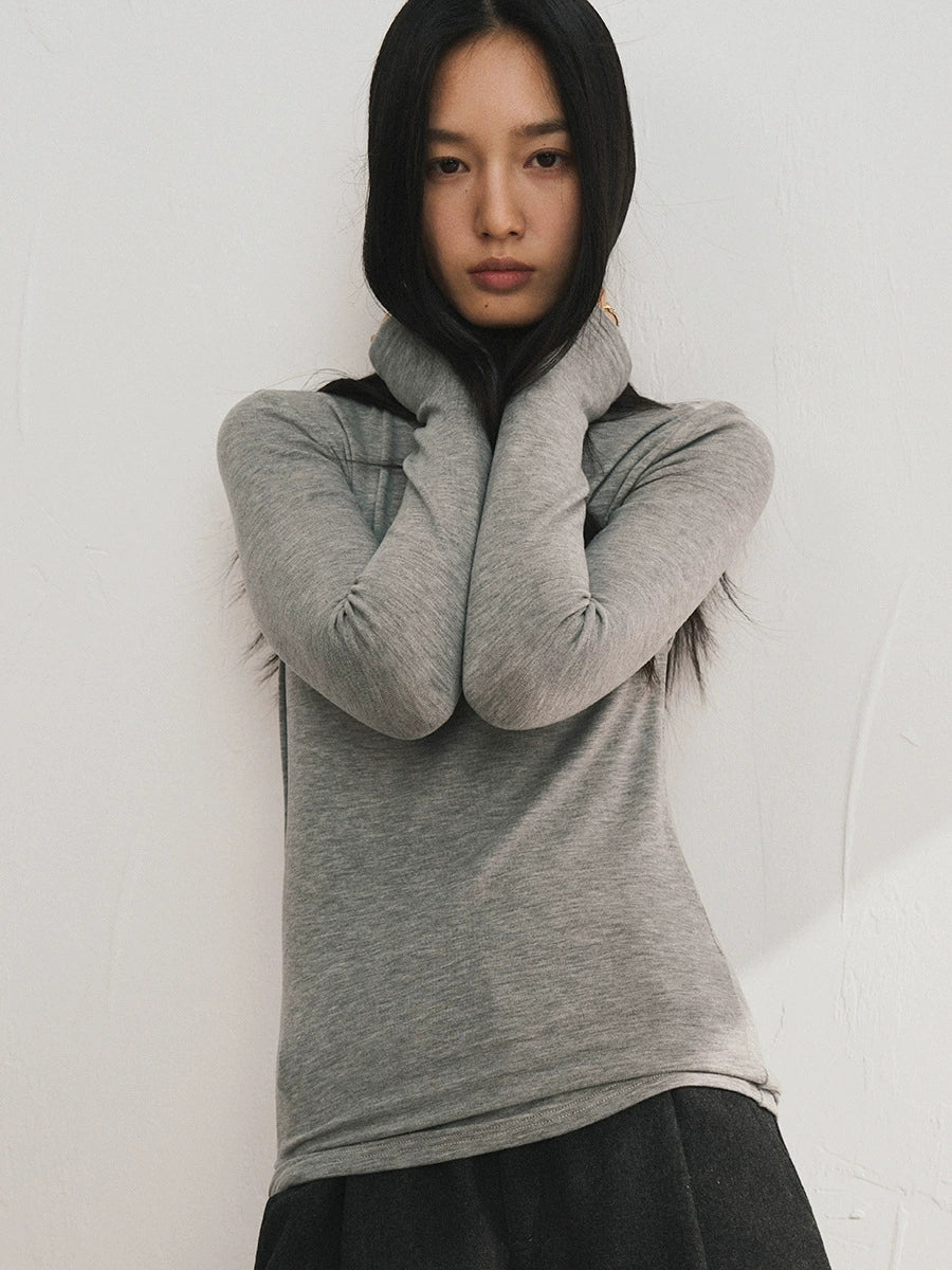 Damen Basic Longsleeve mit Stehkragen