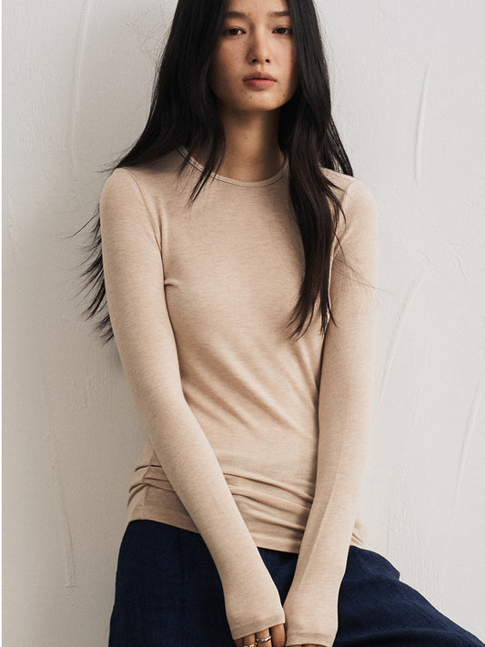 Damen Strickshirt aus Tencel-Modal-Cashmere – Slim Fit, einfarbig, hautfreundlich