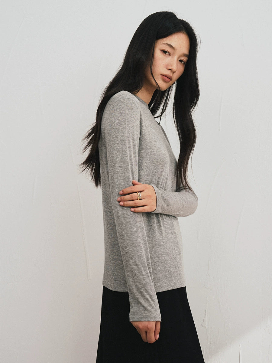 Damen Langarmshirt- soft, hoher Kragen