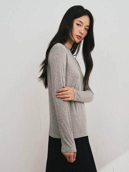 Damen Langarmshirt- soft, hoher Kragen