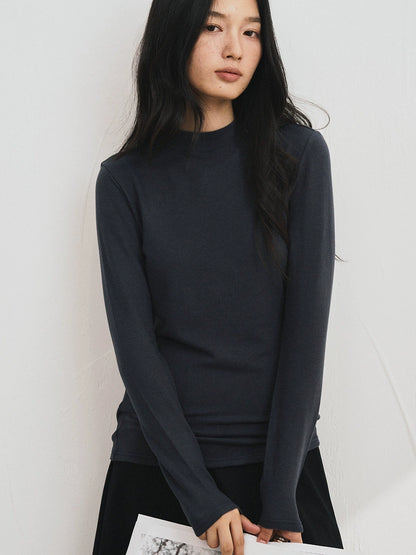 Damen Basic Longsleeve mit Stehkragen