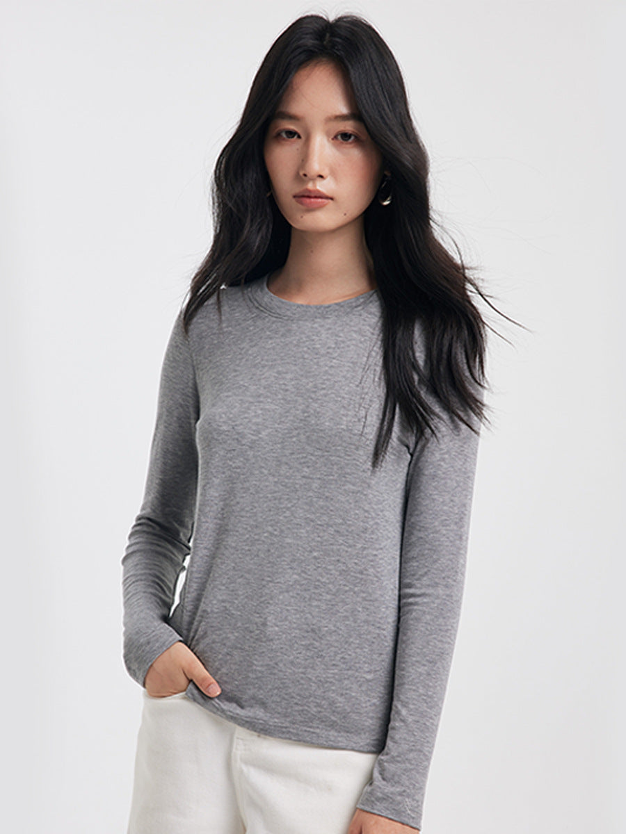 Damen Basic Langarmshirt, Rundhals