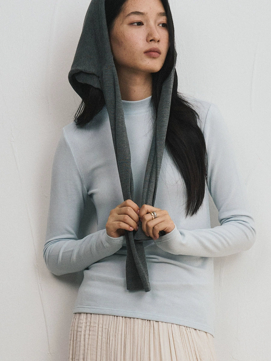 Damen Basic Longsleeve mit Stehkragen