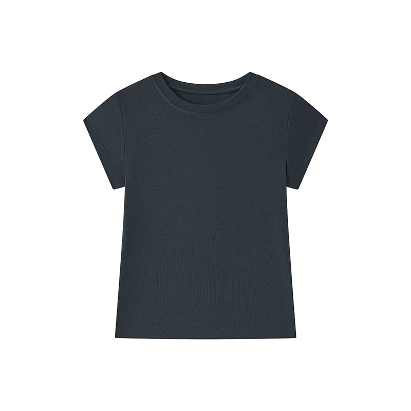Damen T-Shirt aus Tencel-Wolle – Kurzarm, Rundhals, Slim Fit,