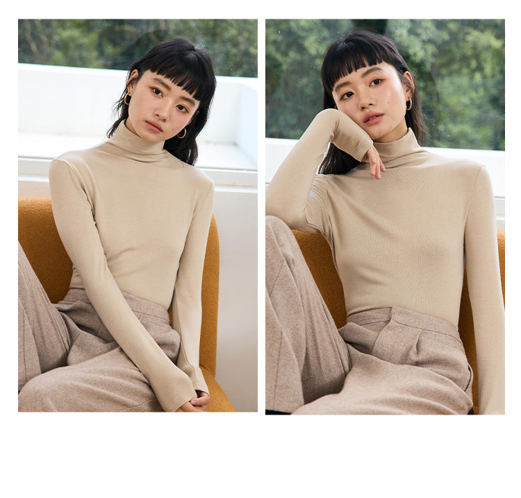 Damen Rollkragen Langarmshirt aus Lyocell – Warmes