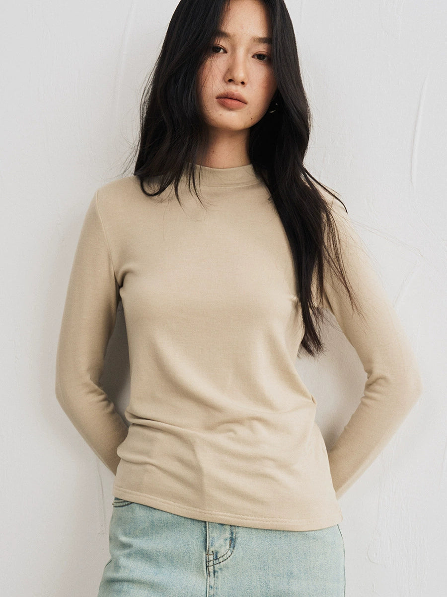 Damen Basic Longsleeve mit Stehkragen
