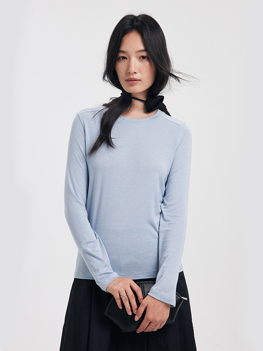 Damen Basic Langarmshirt, Rundhals
