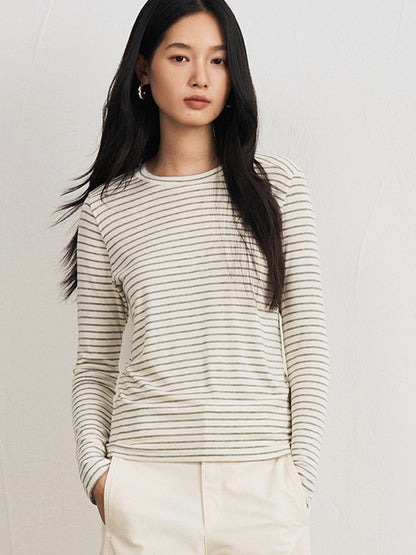 Damen Basic Langarmshirt, Rundhals