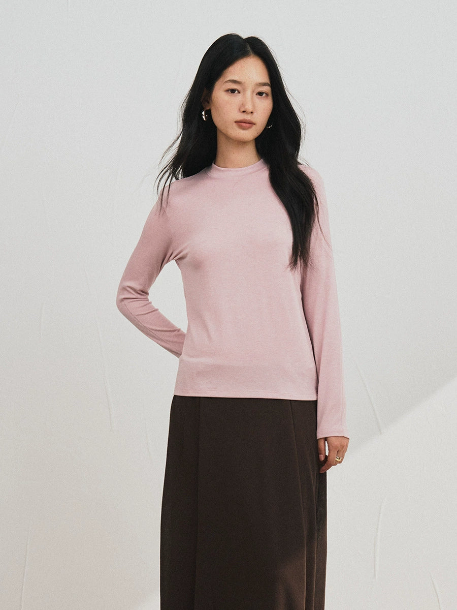 Damen Langarmshirt- soft, hoher Kragen