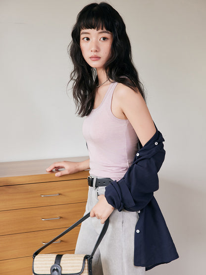 Damen Trägertop – Einfarbiges TENCEL™-Wolle-Mix, hautfreundlich, für Frühling & Sommer