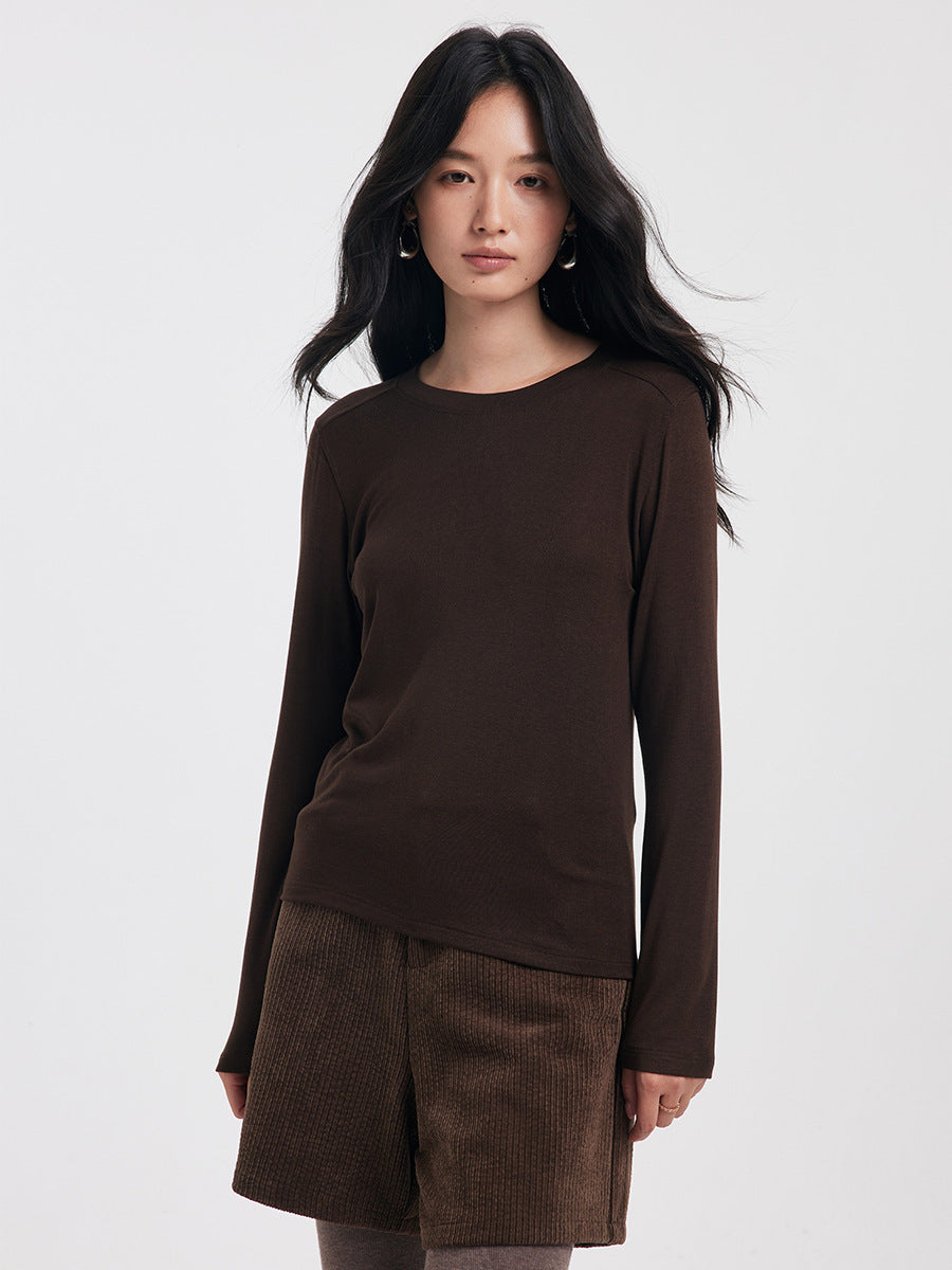 Damen Basic Langarmshirt, Rundhals