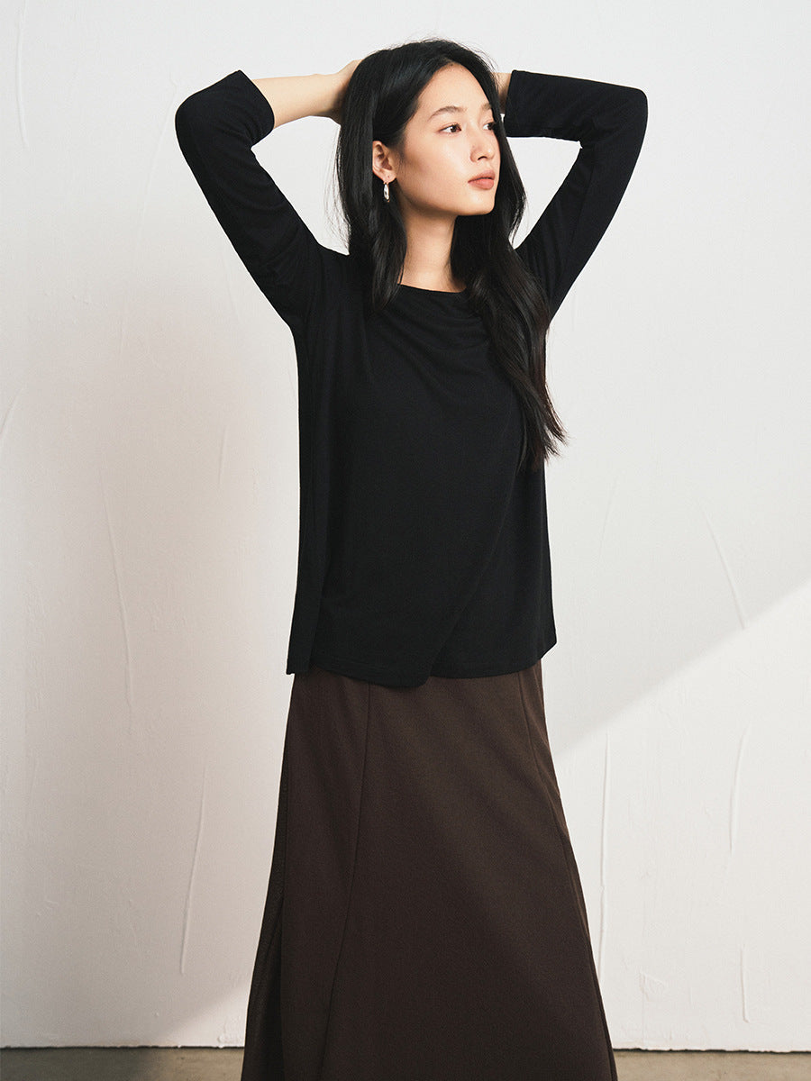 Damen-Strickshirt für Herbst und Winter mit klassischem Rundhalsausschnitt