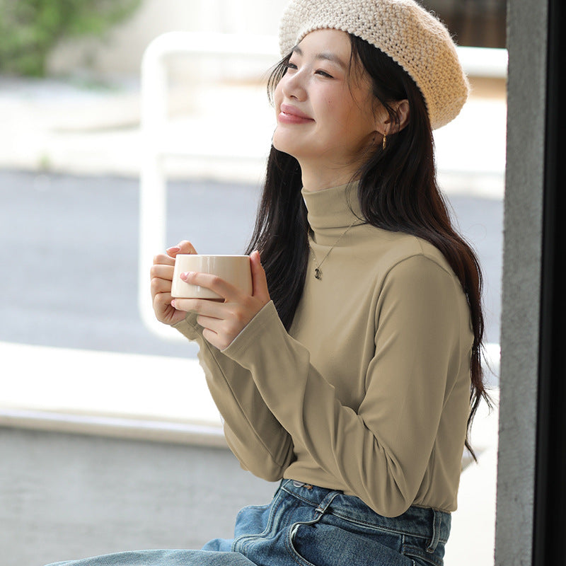 Damen halbhoher Kragen lässiger Strickpullover