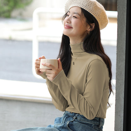 Damen halbhoher Kragen lässiger Strickpullover