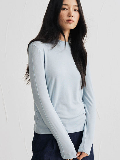 Damen Langarmshirt- soft, hoher Kragen