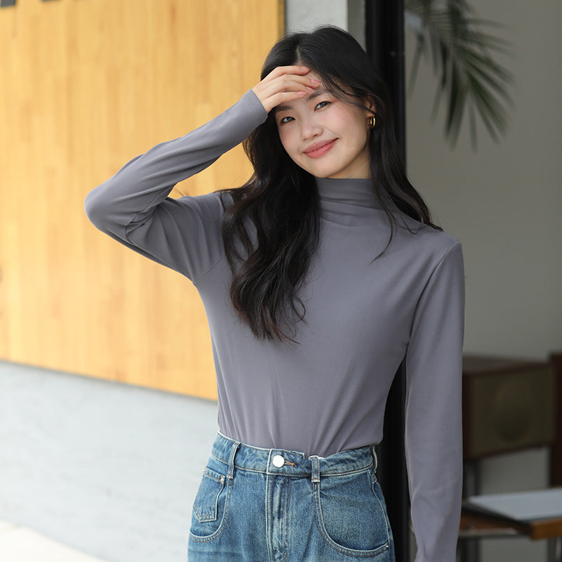 Damen halbhoher Kragen lässiger Strickpullover
