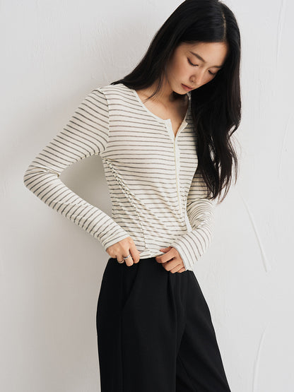 Damen Langarmshirt – Rundhals, Slim Fit, aus TENCEL™