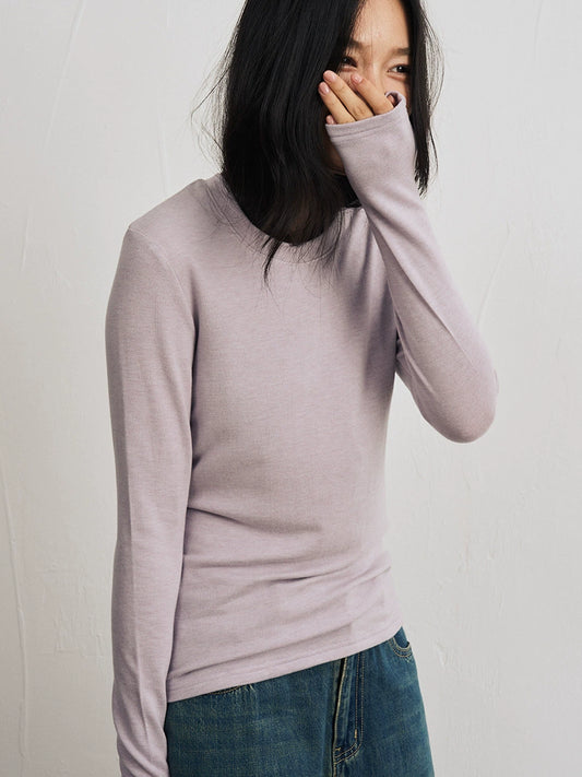 Damen Basic Langarm T-shirt, Rundhals
