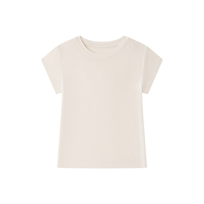 Damen T-Shirt aus Tencel-Wolle – Kurzarm, Rundhals, Slim Fit,