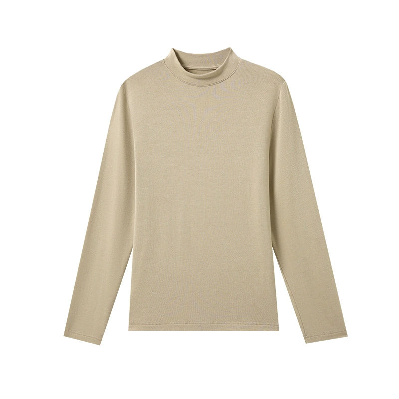 Damen Strickpullover mit Halbkragen – TENCEL™ & Wolle, langarm
