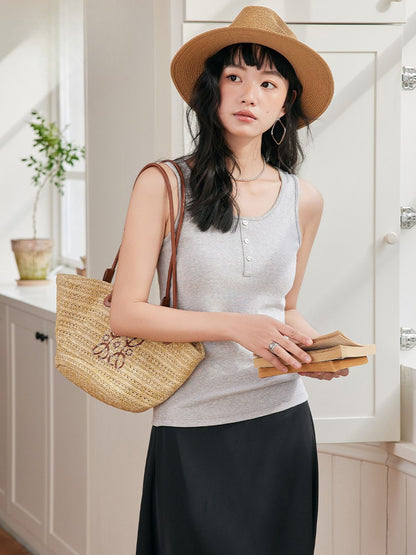 Damen-Tanktop aus Tencel-Leinen für den Sommer, ärmelloses Design, hautfreundlich